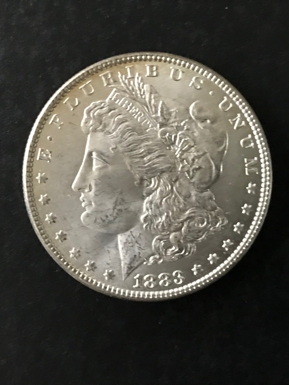 1883 P Morgan Silver Dollar, 90% Silver,, Unc, Lt Toning, Welll Struck, ?mid.MS